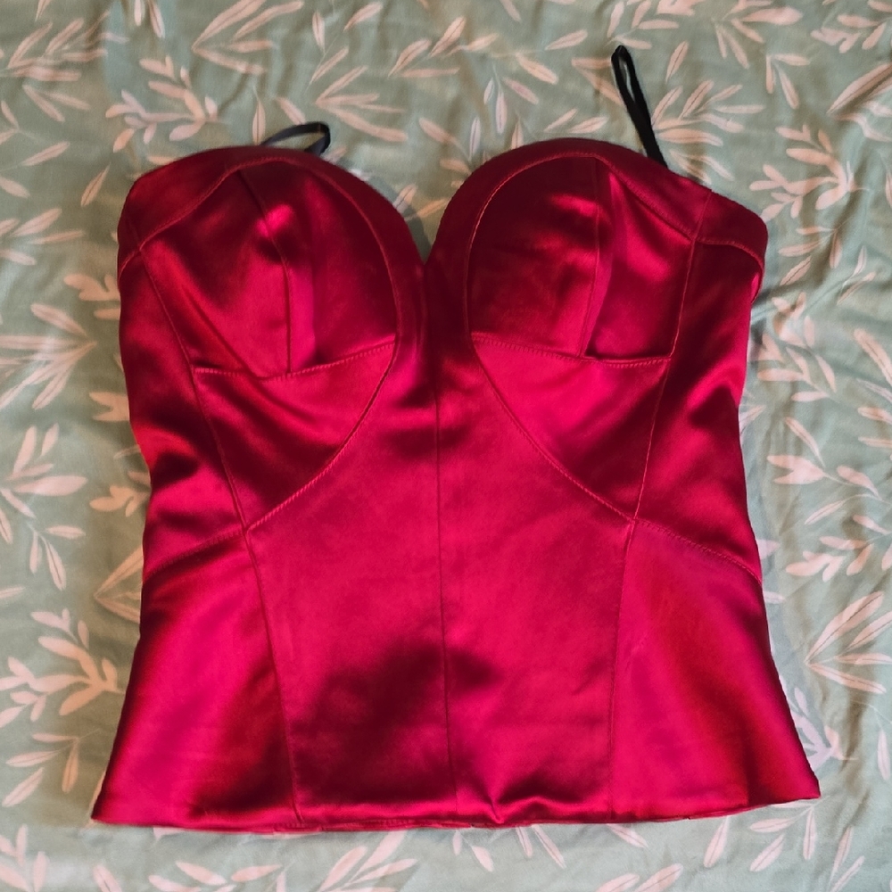 bebe Red Satin Crop Top
